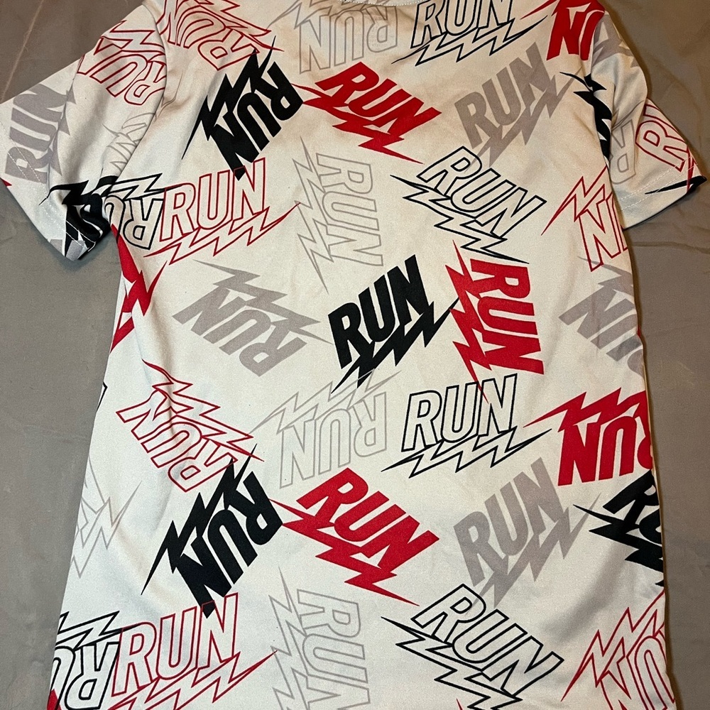RBX Boys White Run Graphic‎ Print Active Performance T-Shirt Size 10/12 Large - Picture 5 of 5